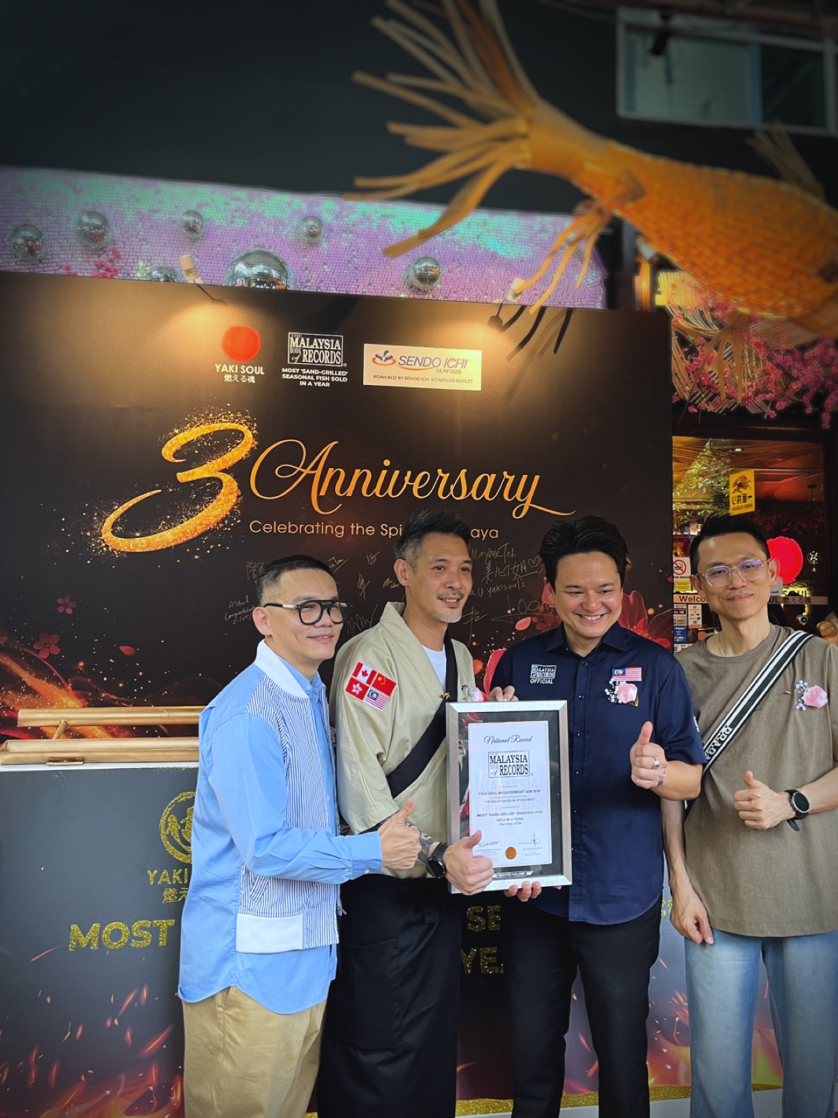 Yaki Soul third anniversary celebration backdrop and guests